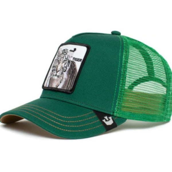 Trucker Hatt med broderad patch med mesh för djur Green Tiger