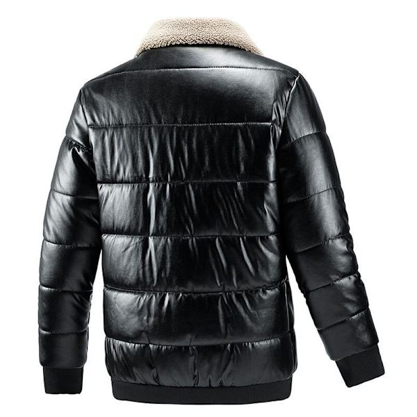 Herrejakke Vinterjakke Høst og Vinter Varmt Lam Vendbar Kragejakke Black XL