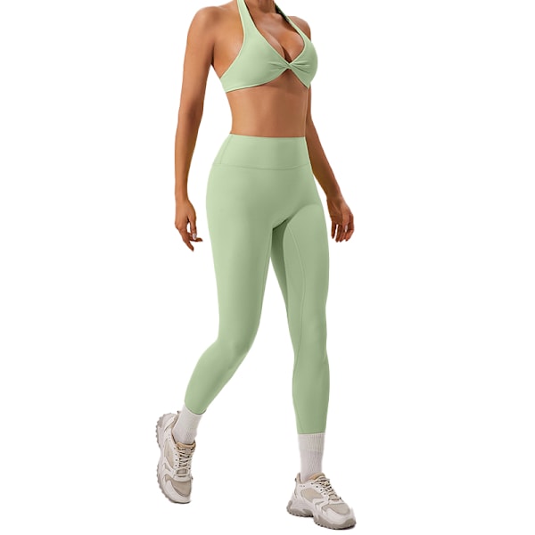 Naisten treeniurheiluliivit, selästä avoin halterneck-liivi Green XL
