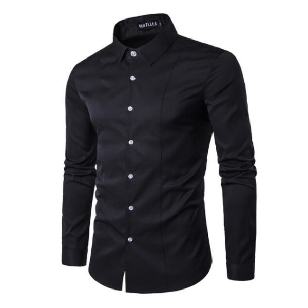 Klänningskjortor för män Långärmad skjorta black XL