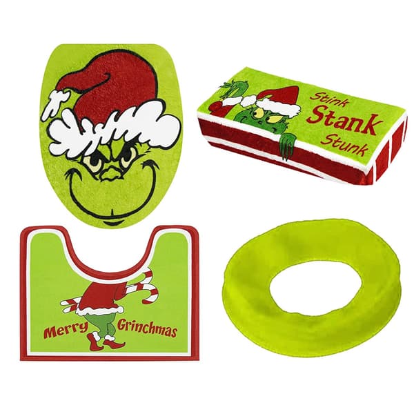Jule-Grinch Badeværelses Sæt med 4 Dele 4PCS