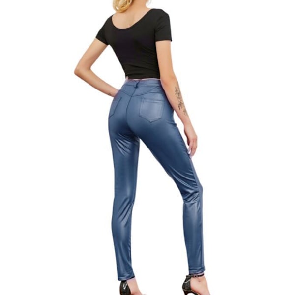 Leggingsbyxor i konstläder för kvinnor blue S