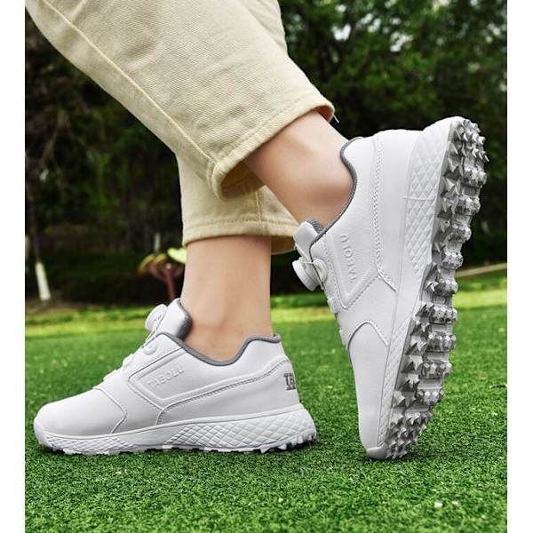 Dame Golf Sko Spikeless Vanntett Golf Sport Sneakers White Grey 44