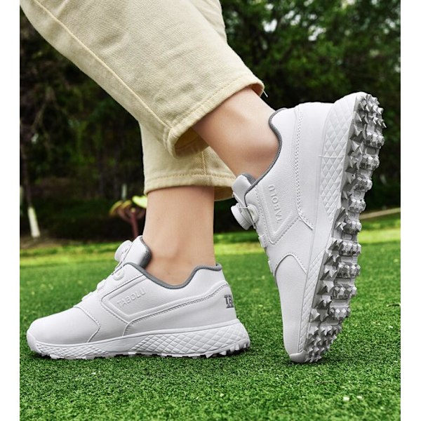 Dames Golf Sko Spikeless Vandtætte Golf Sport Sneakers White Grey 38