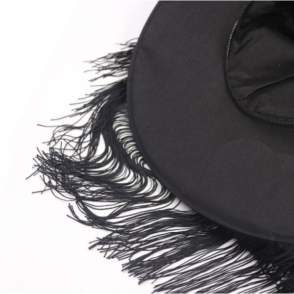 Halloween-häxhatt för kvinnor med fransar och spetsig design Black