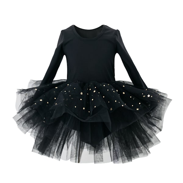 Flickande Ballet Tutu-klänning med Långärmad för Flickor Black M