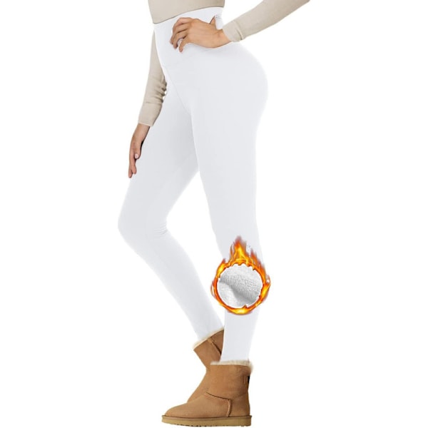 Naisten talviset lämpimät fleecevuoratut legginsit White S/M