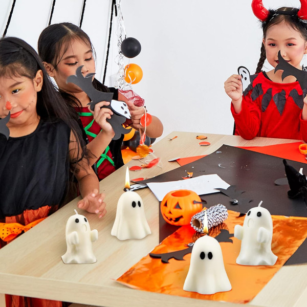 4 Store Halloween Spøgelseslys Spøgelsesduftende Lys