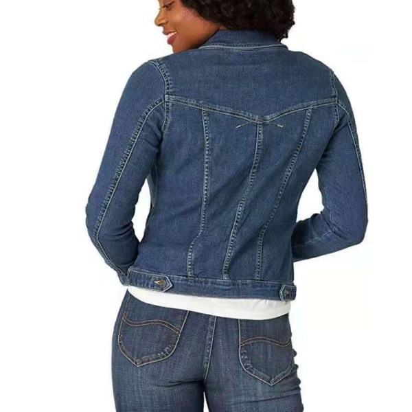 Jeansjacka dam, Basic Slim Fit jeansjacka för kvinnor blue XXL