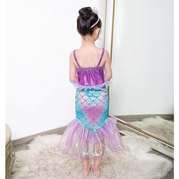 Flickakostym Havfrue Prinsessa Cosplay Klä upp 130cm