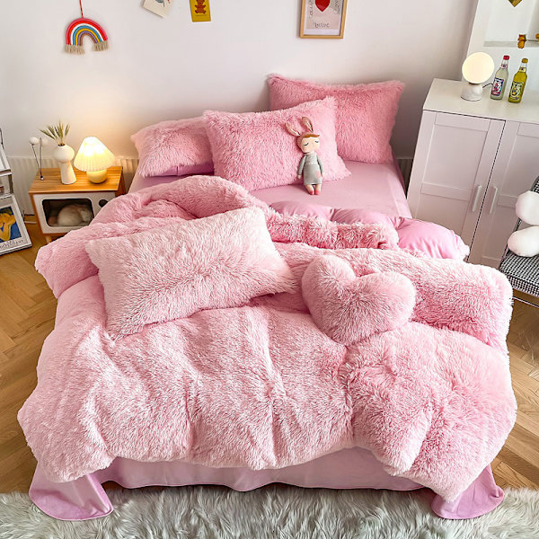 Lyx Ultra Soft Shaggy Crystal Velvet Sängkläder Set 3 delar pink 2m