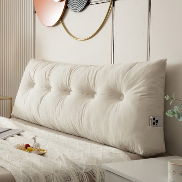 Kilepute Hodegavl Posisjonsstøtte Lang Pute for Seng Khaki 150*40*12cm