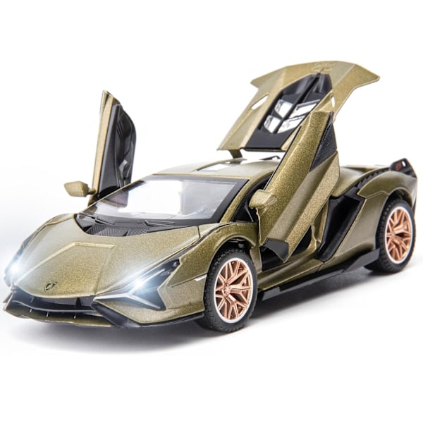 Leksaksbilar Lambo Sian FKP3 Metallmodellbil med Ljus och Ljud Dra Tillbaka Leksaksbil green