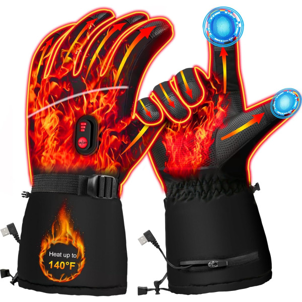 Eluppvärmda handskar för män Kvinnor Pekskärmshandskar Batteridrivna vindtäta handskar