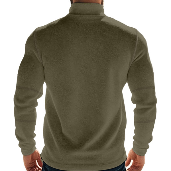 Fleecefodrade Halvzip-Tröjor för Män Mock Neck Pullover Tröja Army Green M