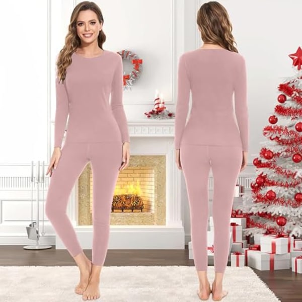 Termisk Underundertøjssæt til Kvinder - Ultrablødt Langt Underundertøj, Basislag Pink XL
