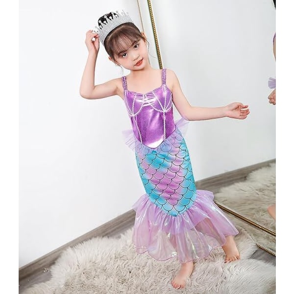 Flickakostym Havfrue Prinsessa Cosplay Klä upp 100cm