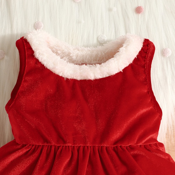 Babyflicka Julklänning Långärmad Julset Red 12-18M