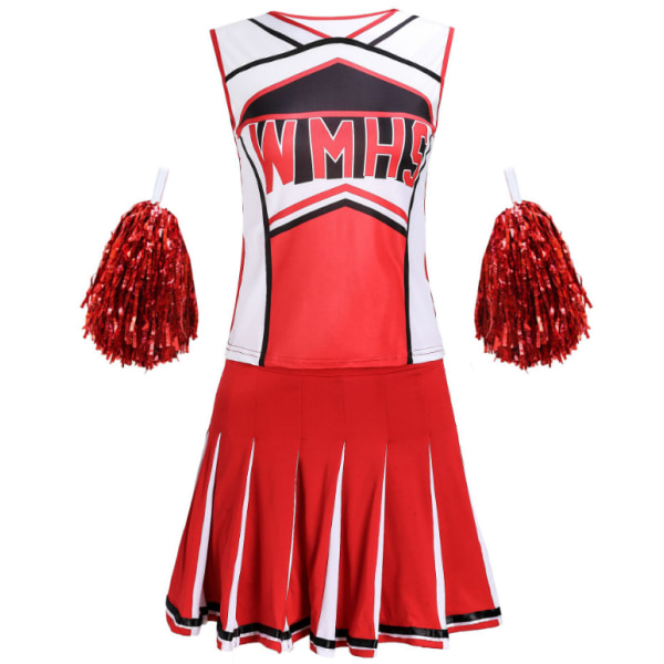 Cheerleader Kostym Halloween Söt Uniform Outfit red M