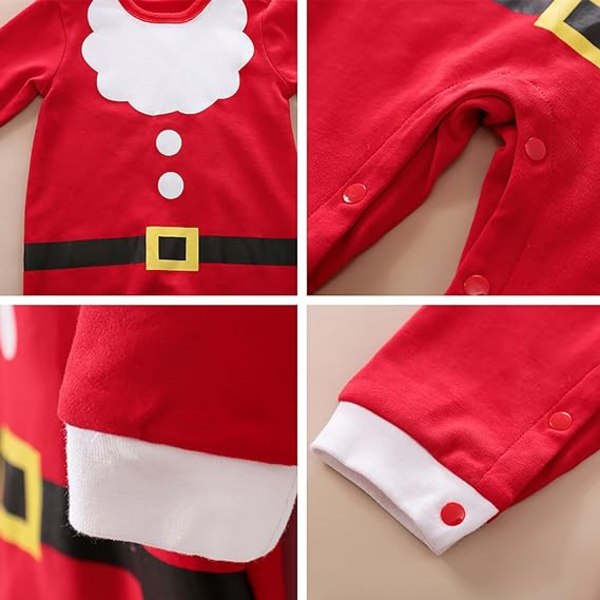 Babykläder för pojkar och flickor, Jultomten Kostym, 1:a Juloutfit med Hatt, Storlek 0-24 Månader Red 90