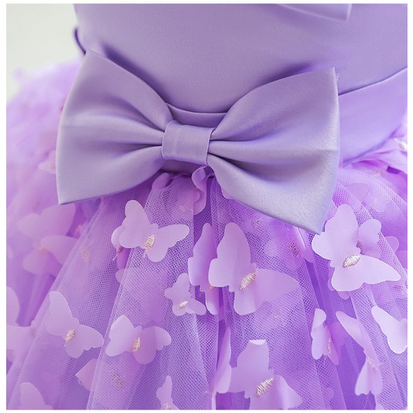 Pige Tulle Kjole med Én Skulder, Toddler Bowknot Formelle Fest Bryllup Tutu Kjole PURPLE 80CM