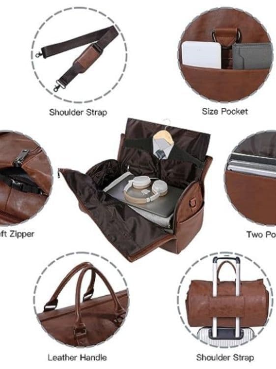 Konvertibel Reseväska i Läder Brown