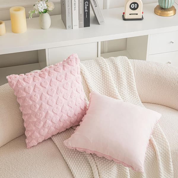 Sæt af 2 Hjerte Kærlighed Søde Dekorative Valentinsdag Pudebetræk Pink 45*45cm