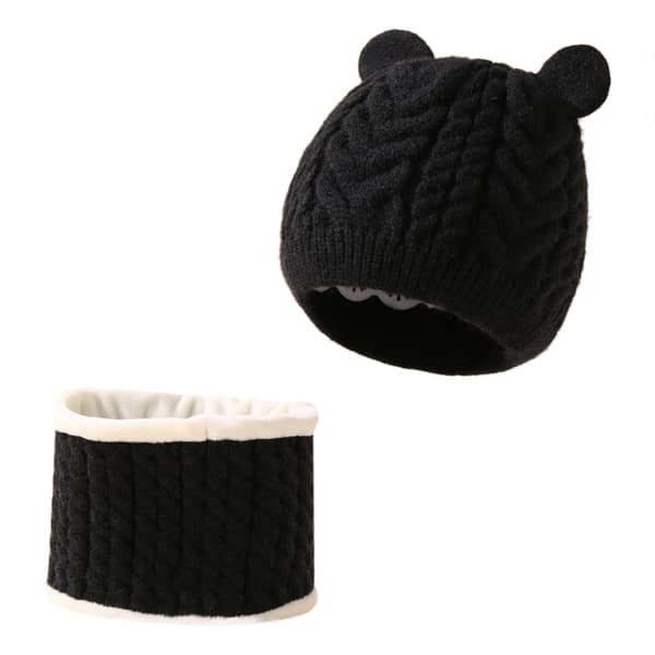 Baby vintermössa Scarf Set Black