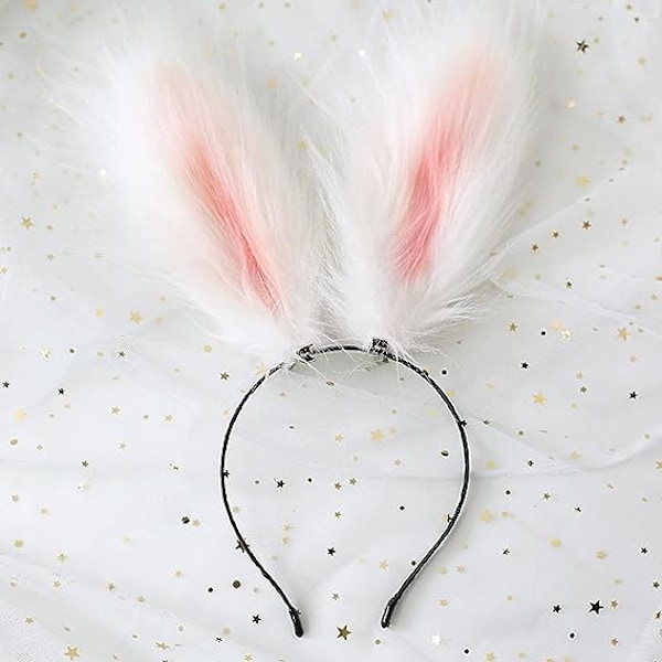 Cosplay Kanin Bunny Lange Ører Hårklemmer Hårbøjle White and Pink