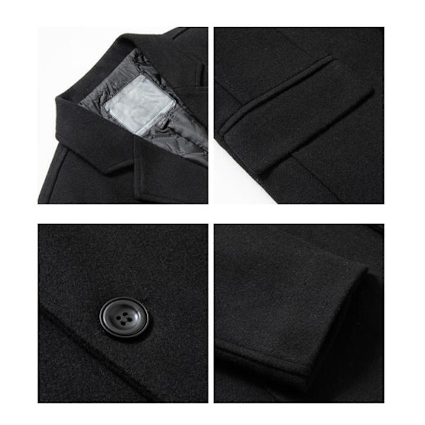 Lång kappa för män Slim Fit Vinterkappa Varm överrock grey M