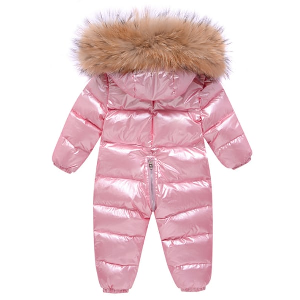 Baby vinter snödräkt kappa Romper Ytterkläder Huva pink 80cm