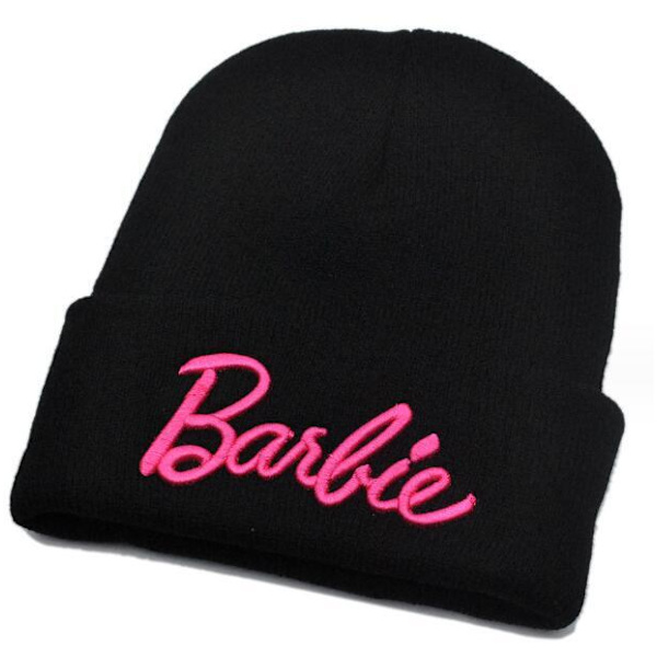 Kubisk Broderad Rosa Stickad Ullhatt Black