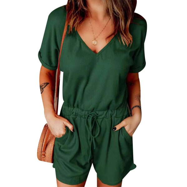 Casual med V-hals och fickor dark green M