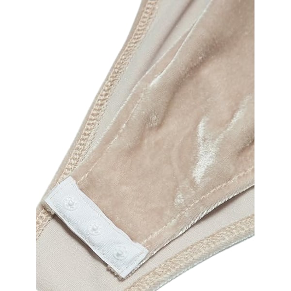 Kvinders V-hals Sexy Fløjls Strapless Bodysuit Jumpsuit Sød Hjerteformet Dyb Beige M