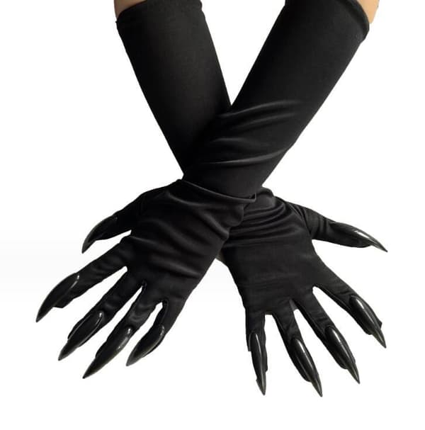 Svarte Katteklo-Hanske Halloween Tilbehørshansker Black