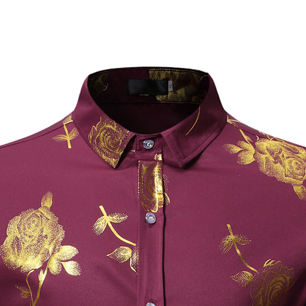 Herrar Hipster Slim Fit Långärmad Knappskjortor Light Purple S