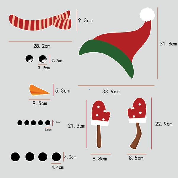 Snowman Kylskåpsmagneter Set med 16 st style1