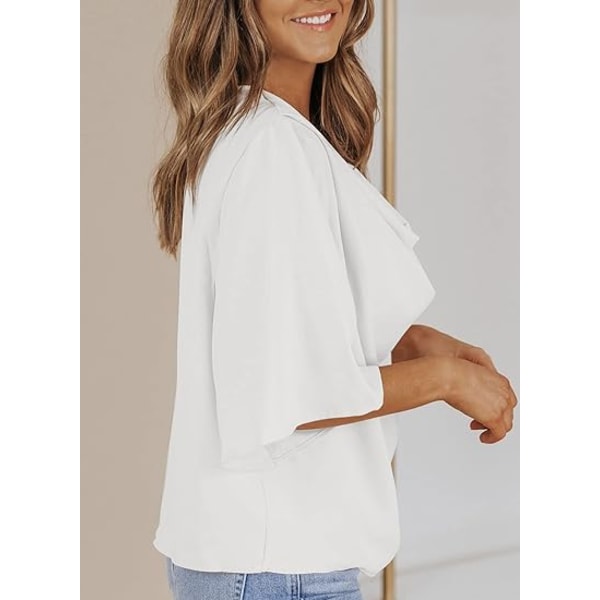 Bluser og Toppe til Kvinder - Kortærmede Chiffon Skjorter og Toppe White S
