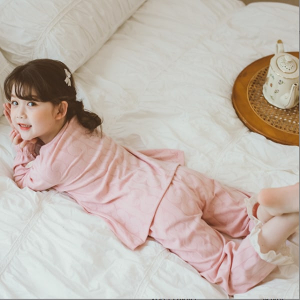 Tunn långärmad pyjamas för flickor för set 130