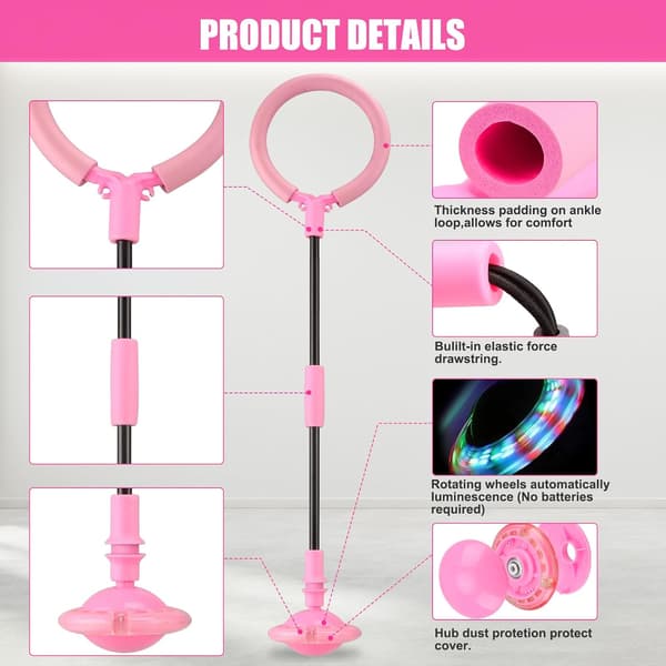 Hoppa Boll med Blinkande Hjul för Barn, Vikbar Pink