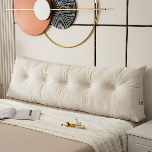 Kilepute Hodegavl Posisjonsstøtte Lang Pute for Seng White 150*40*12cm