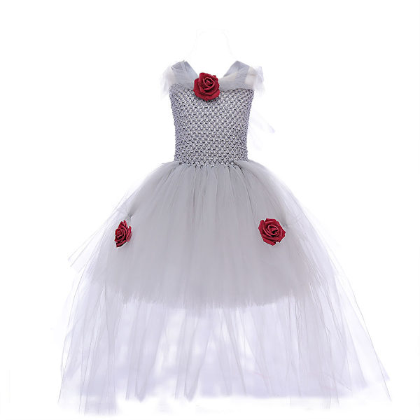 Halloween Häxa Vampyr Kostymer Flickor Drottning Karneval Party White S