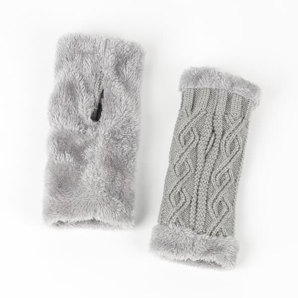 Vinter Håndledsvarmere til Kvinder - Strikket Fingerløse Handsker Light Grey