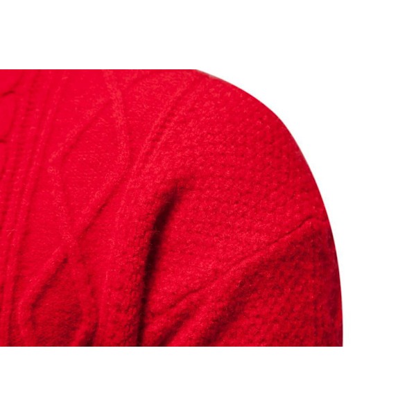 Herrar Rundhals Casual Pullover Tröja i Solid Färg Red M