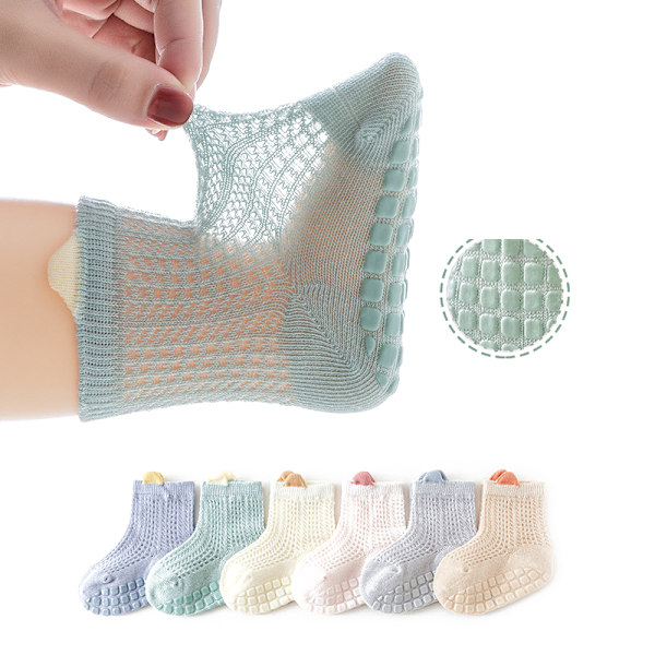 Vauvan liukuestesukat, taaperoiden ohuet verkkosukat Multicolor -6pcs S
