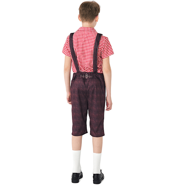 Barn Oktoberfestdräkt Pojkar Bayeriska Lederhosen Dräkt Red XS