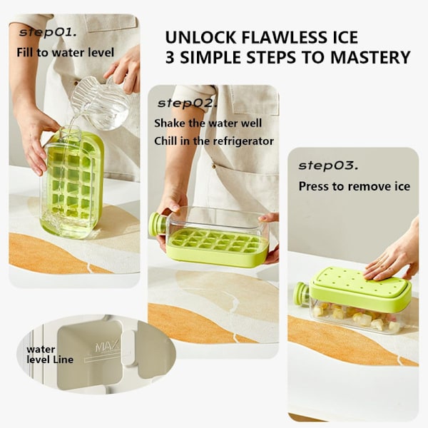 Isbitsflaska – 2-i-1 Beröringsfri Isbitsbricka & Vattenflaska med Lock White/800ml