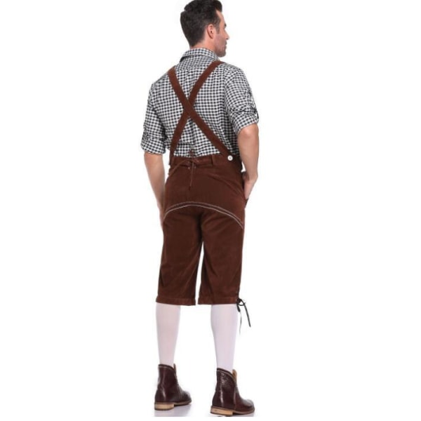 Oktoberfest- set för män med grå hatt Grey Brown L