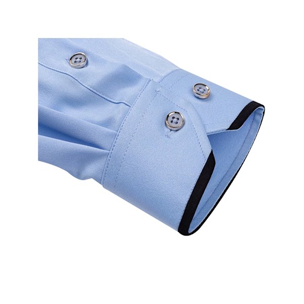 Herre Skjorter Langermet Business Casual Button Down Skjorte Dark Blue 40