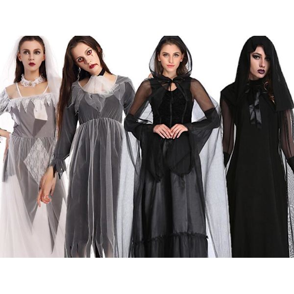 Spöksbrud Kostym Halloween Kvinna Vuxen Kostym Style1 M